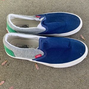 blue, green, and grey vans. size 9.5 in mens